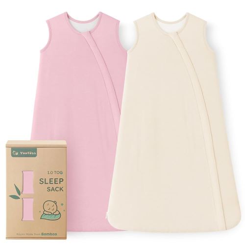 Yoofoss Rayon Made from Bamboo Baby Sleep Sack 0-6 Months TOG 0.5 Baby Wearable Blanket, Super Soft Infant Toddler Sleeping Sack 2-Way Zipper, Pink&Beige