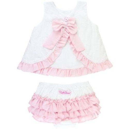 RuffleButts Infant Swing Top and Bloomer Set - Swiss Dot, Size: 6-12 mo