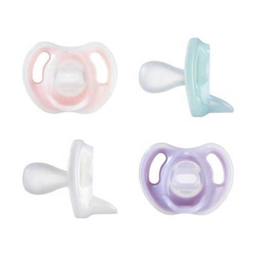 Tommee Tippee Ultra-Light Silicone Baby Pacifier 0-6m - 4pk, Color: Pink/Green
