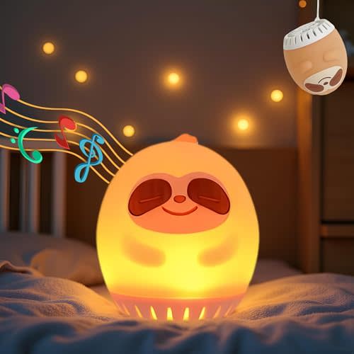 Night Light with White Noise, Sleep-Aid Sound Machine, Infant Sleep Trainer with 20 Soothing Sounds, 30/60/90 Minutes of Music/Light Timer, Gift for Boys/Girls/Students - Sloth