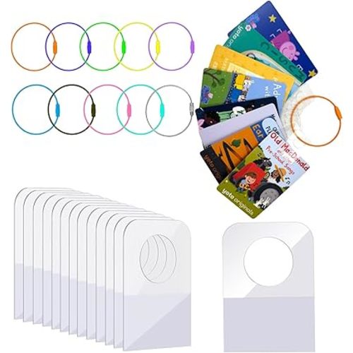 Card Holder for Yoto Cards Rings and Tabs 200 PCS Self Adhesive Tabs with 10 Loops Kids Travel Carrier of Yoto Accessories Card Holder Organizer Storage Case