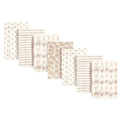 Hudson Baby Infant Cotton Flannel Burp Cloths 7pk, Neutral Giraffe, One Size