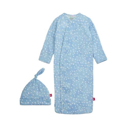 Blue Doeskin Modal Magnetic Cozy Sleeper Gown + Hat Set