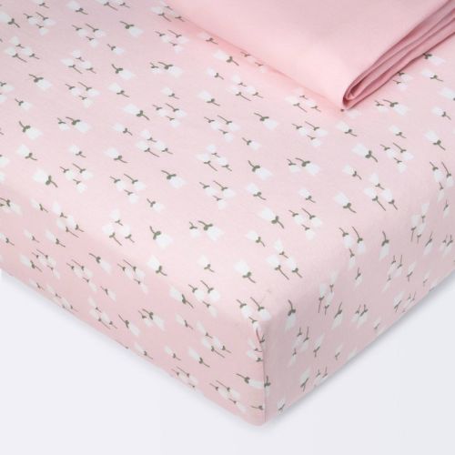 Fitted Jersey Crib Sheet - Cloud Island™ - Floral Buds/pink - 2pk