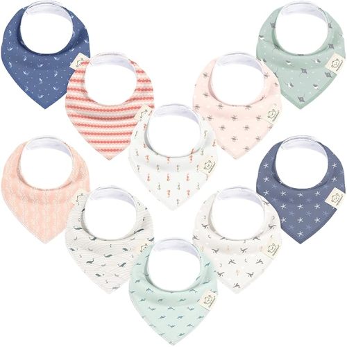 KeaBabies 10-Pack Organic Baby Bandana Bibs - Marine Muse
