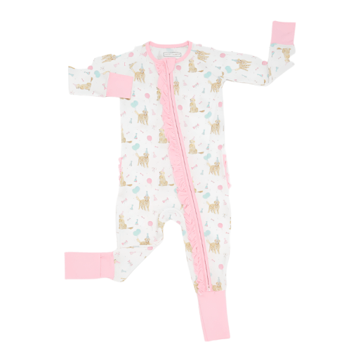 Pink Golden Days Ruffle One Piece Bamboo Pajama