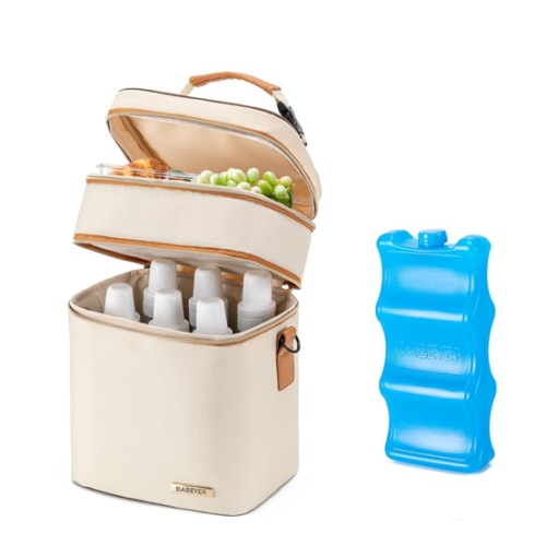 Breastmilk Cooler Bag with Ice Pack Fits 6 Baby Bottles Up to 9 Ounce