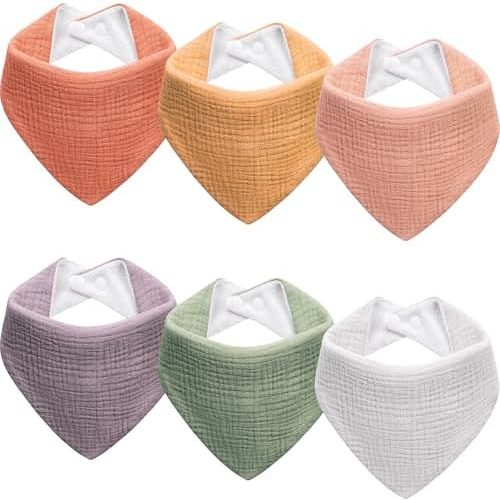 Muslin Baby Bibs 6-Pack Baby Drool Bandana Bibs for Baby Girls Boys Infant Newborn Toddler Drooling and Teething