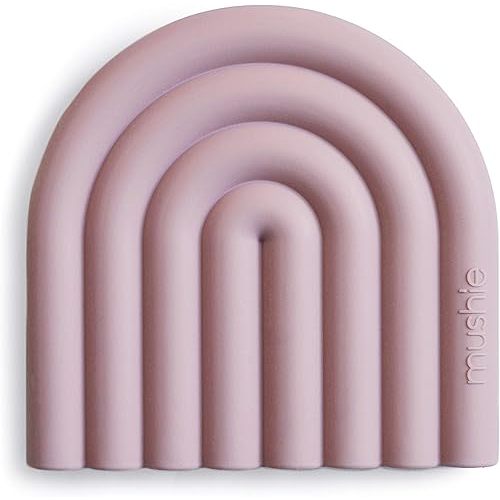 mushie Silicone Baby Teether Toy | Rainbow (Mauve)