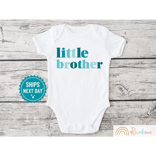 Little Brother Onesie®, Little Bro T-Shirt, Baby Boy Announcement, Shower Gift for Boy, Blue Modern Design, Cute Minimalist Bodysuit, 1187