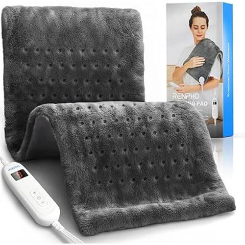 RENPHO Heating Pad for Back Pain & Period Cramps, FSA Eligible, Valentines Day & Birthday Gifts for Her Him Women Men,12" x24‘’ Electric Heat Pad for Neck and Shoulder, HSA Store, ETL Certified, Gray