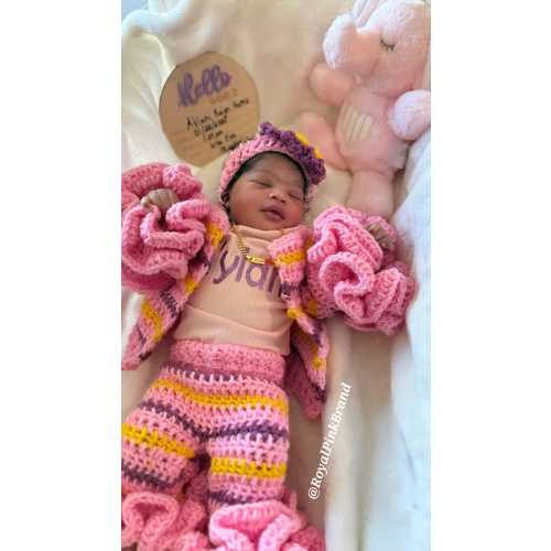 Ruffled Crochet Sweatsuit with onesie and headband