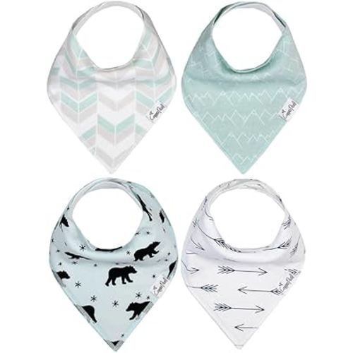 Copper Pearl 4 Pack Soft Cotton Baby Bibs for Drooling and Teething, Absorbent Drool Bibs for Baby Girl and Boy, Adjustable to Fit Newborns to Toddlers, Tons of Styles (Archer Set)