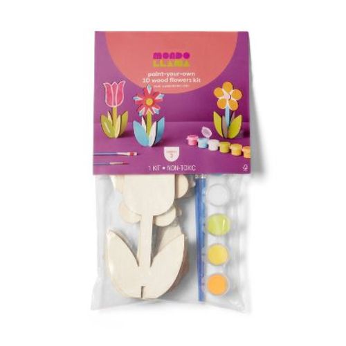 3ct 3d Wood Flowers Painting Craft Kit- Mondo Llama™