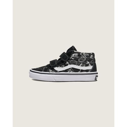 Little Kids Sk8-Mid Reissue V Skeleton Shoe in Black | Vans
