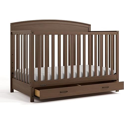 Graco Benton 5-in-1 Convertible Crib with Drawer (Hazelnut) – GREENGUARD Gold Certified, Converts from Baby Crib to Toddler Bed, Daybed and Full-Size Bed, Full-Size Nursery Storage Drawer