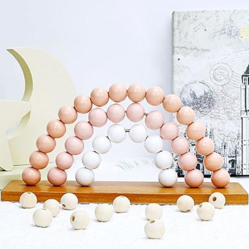 Pink Rainbow Girls Room Decoration Boho Wood Bead Nursery Playroom Kids Bedroom Decor