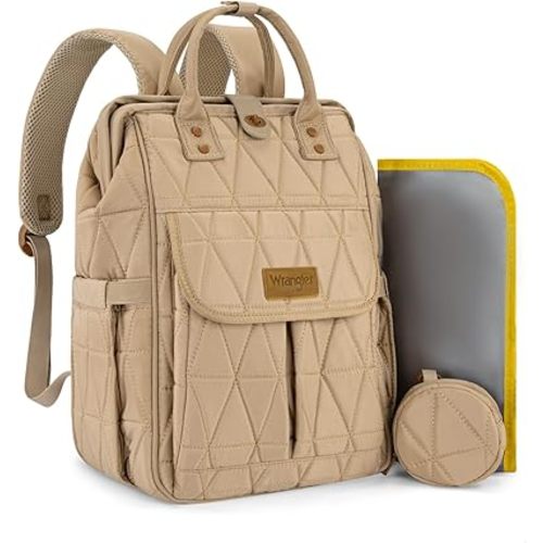 Montana West Wrangler Diaper Bag Backpack Baby Essentials Bag Quilted Travel Backpacks with Insulated Pockets, Portable Changing Pad, Stroller Straps, Pacifier Case