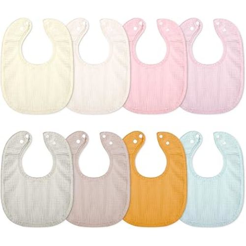 Cherub New Upgraded Baby Drool Bibs for Baby Girl, 8 Pack Absorbent Muslin Baby Bibs for Drooling and Teething, Soft Cotton Bandana Bibs for Baby Girl