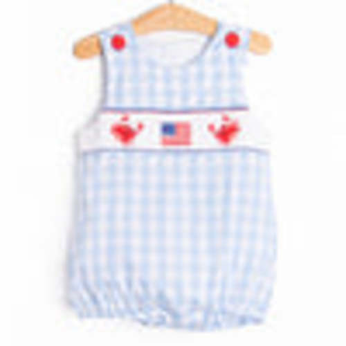 Patriotic Pinchers Smocked Boy Bubble, Blue – Stitchy Fish