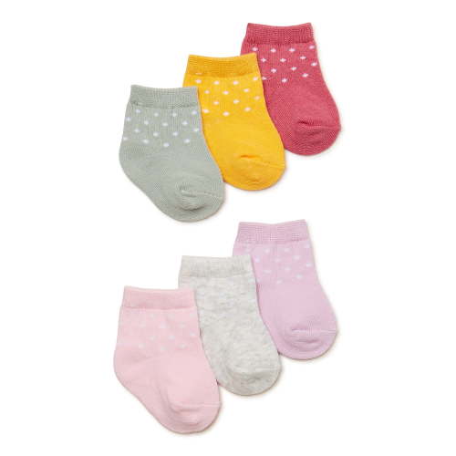 Carter's Child of Mine Baby Girl Dot Crew Socks, 6 Pack, Sizes Newborn-12 Months