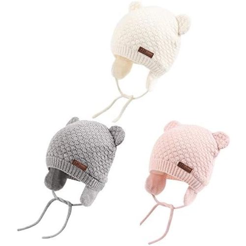 XIAOHAWANG Baby Hat Cute Bear Toddler Earflap Beanie Warm for Fall Winter
