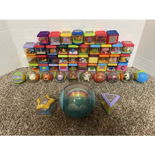 Vintage Fisher Price Peek a Boo / Roll A Round Blocks Lot Of 50 - FREE SHIP!