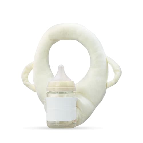 Baby Bottle Holder,Bottle Propper for Baby,Newborn Feeding Essential ， Adjustable Breastfeeding Pillows，Twin Feeding Pillow Bottle Holder(Yellowish)