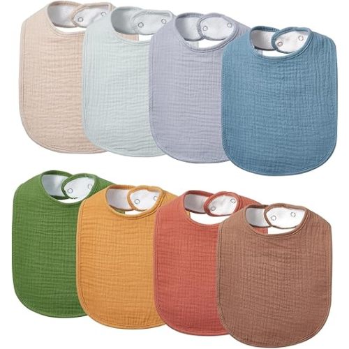 Lilian&Gema Baby Bibs 8 Pack Baby Drool Bibs for Unisex Boys Girls,Soft Cotton Bibs for Teething and Drooling Newborn