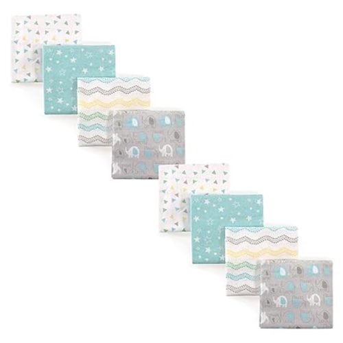 Luvable Friends Unisex Baby Cotton Flannel Receiving Blankets, Basic Elephant 7-Pack, One Size