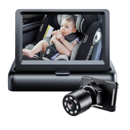 Itomoro Baby Car Mirror, View Infant in Rear Facing Seat with Wide Crystal Clear View,360° Rotation Plug and Play Easy Install baby car monitor 1080p