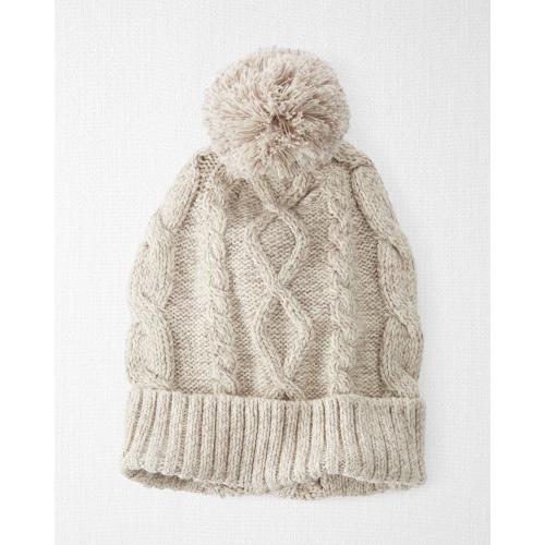 Baby Organic Cotton Sweater Knit Beanie - 0-3M - Style,Cream