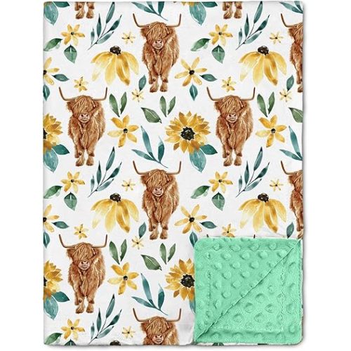 Nialnant Highland Cow Blanket for Unisex Boys Girls, Baby Blankets Neutral, Super Soft Plush Personalized Baby Boy Blanket, Shower Gift Receiving Blankets, Nursery Decor Stroller Cover 30 x 40 Inch