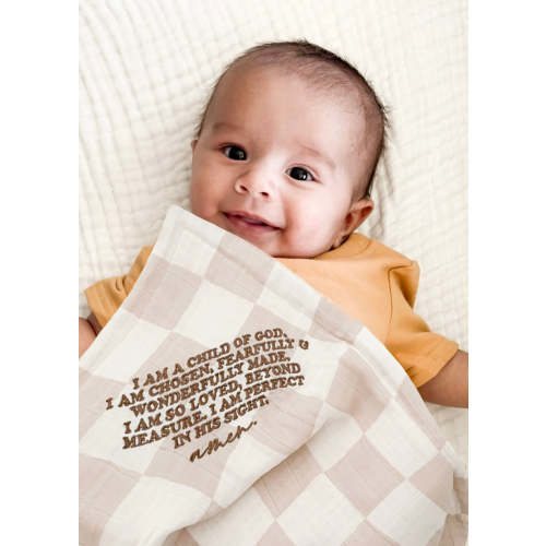 I Am A Child of God Checker Waffle Blanket