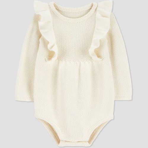 Carter's Just One You® Baby Girls' Ruffle Sweater Bubble Romper - Cream Newborn