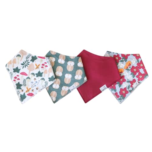 Copper Pearl Baby Bandana Bibs - 4 Pack Soft Cotton Bibs for Drooling & Teething, Absorbent, Adjustable Fit, Many Styles