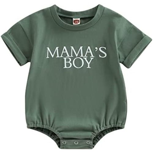 Baby Boy Newborn Bubble Romper Short Sleeve MAMA'S BOY Oversize Outfits Bodysuit Outfit Summer Clothes