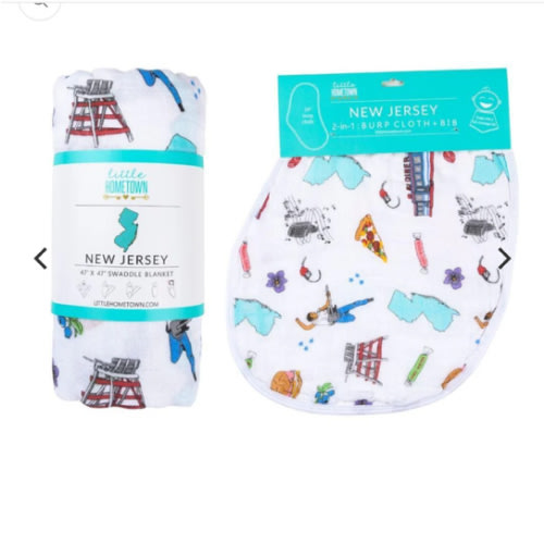 Gift Set: NJ Baby Muslin Swaddle Blanket & Burp Cloth Combo – Little Hometown