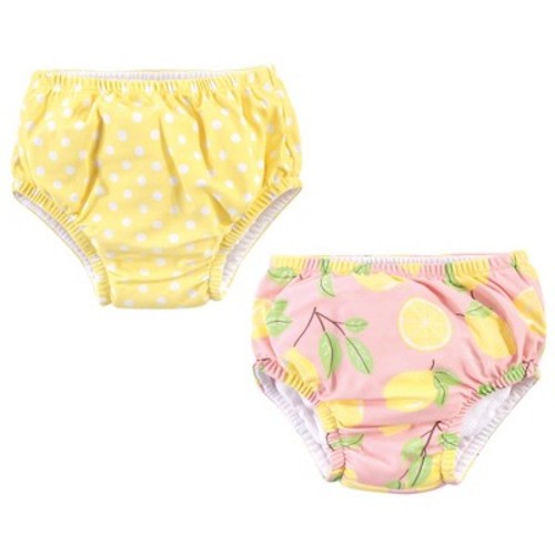 Hudson Baby Infant and Toddler Girl Swim Diapers, Pink Lemons, Size: 0-6 months