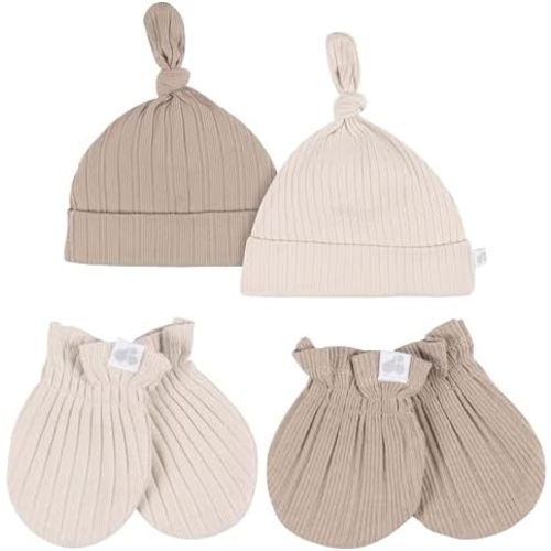 Just Born 4 Piece Baby Hat and Mittens