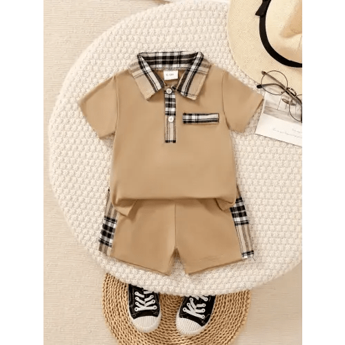 two cute baby boy shirt collar open front t - Temu