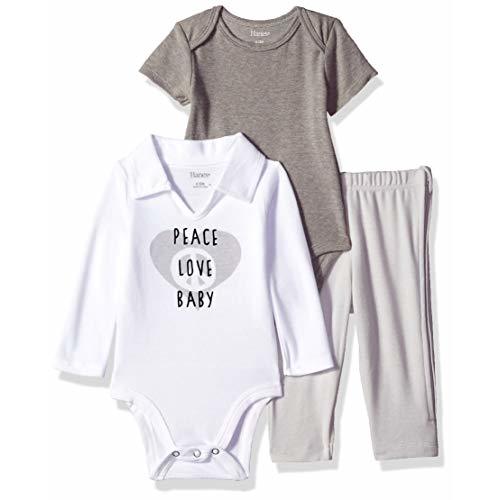Hanes Baby Boys' Ultimate Baby Zippin Pant with Short and Long Sleeve Polo Bodysuits Set