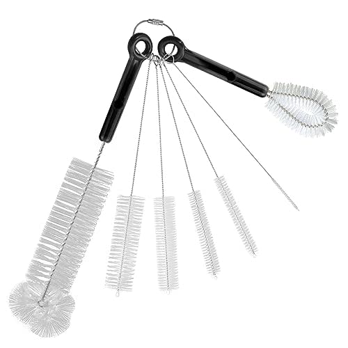 EAKAOAO Bottle Brush and Straw Cleaner Brush Set,7 Pcs 12” Extra Long Water Bottle Cleaning Brush for Cleaning Baby Bottles,Straws, Narrow Neck Bottles, Wine Decanter,Pipes and Cup Cover