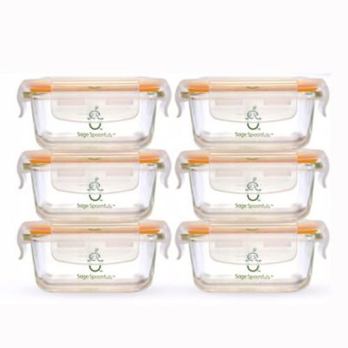 Sage Spoonfuls® Tough Glass 4 oz. Baby Food Storage Tubs in Clear (Set of 6) - CLEAR - SET OF 6