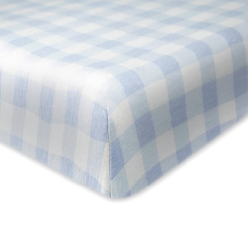 HonestBaby Unisex-Baby Fitted Crib Sheets Set Standard Mattress, 100% Organic Cotton Baby Boys, Girls, Neutral, 1 Pack - Peach Skin Painted Buffalo Check, One Size