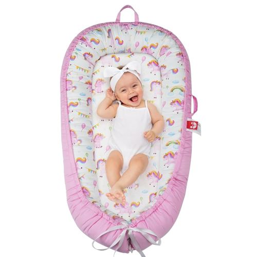 Baby Lounger for Newborn - Portable Infant Seat with Breathable Cover, Adjustable Cotton Bed for Floor Play & Travel | Newborn Essentials Gift 0-24M