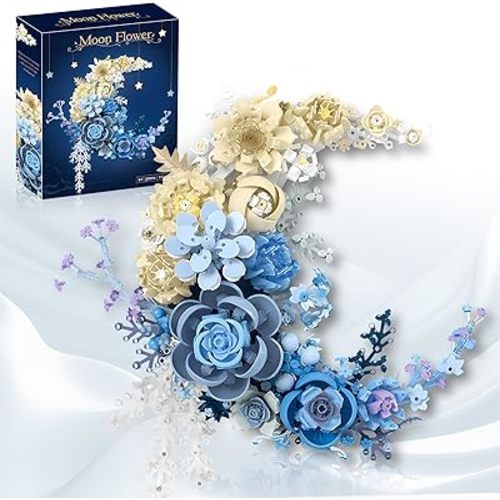 Flower Building Set Botanical Collection Set of Crescent-Shaped That for Adults or Kids Unique Décor Table or Wall Decoration, Home Décor Great Gift for Her and Him