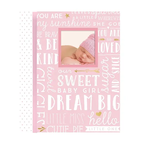 Lil' Peach First 5 Years Baby Memory Book, Newborn Milestone Keepsake Journal Scrapbook, Gift For New And Expecting Parents, 46 Fill In Pages, Pink
