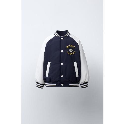 MICKEY MOUSE © DISNEY WATER-REPELLENT VARSITY BOMBER JACKET - Navy blue | ZARA United States