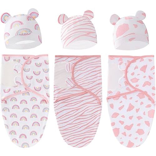 3-Pack Organic Baby Swaddle Sacks - Newborn Swaddle Sack - Ergonomic Baby Swaddles 0-3 Months (Rainbow)